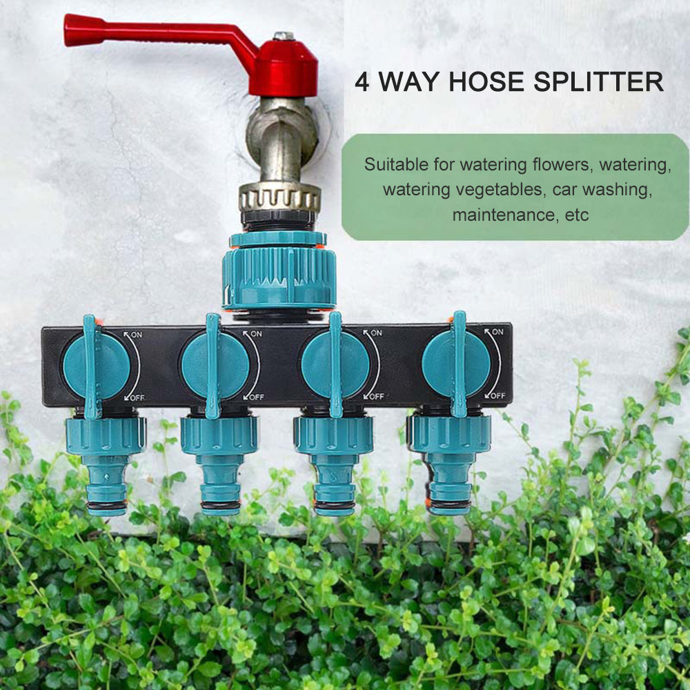 4 Way Garden Splitter Hose for Garden Nozzles Water Tap Connector Splitter Hose Adapter Garden Irrigation Watering Tool