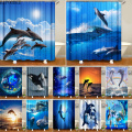 Sunlight Ocean Sea Animal Dolphin Fish Waterproof Shower Curtain Bathroom Curtains Sea Scenery Bath Screen Bathroom Decor