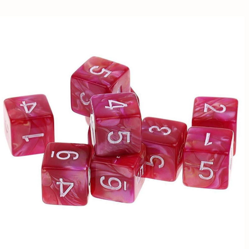 10 Pcs/lot Rose Red Digital Dice 1-6 Puzzle Game 6 Sided Dice Funny Game Accessory 16mm