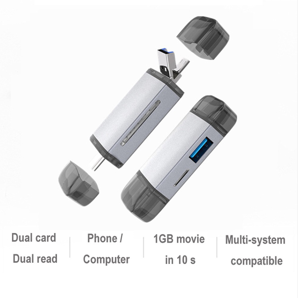 6 in 1 Card Reader USB 3.0 Type C to SD Micro SD TF Adapter For Laptop PC Computer Phone OTG Cardreader Smart High-speed USB3.0