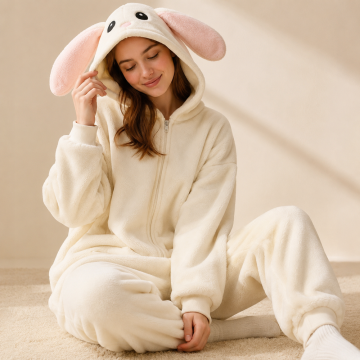 Plush Bunny Hooded One Piece Uniform