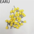 100PCS E Tube TE2510 Type Double Pipe Insulated Twin Cord Cold-press Terminal Block Connector Needle End Multicolor 2X2.5 mm2