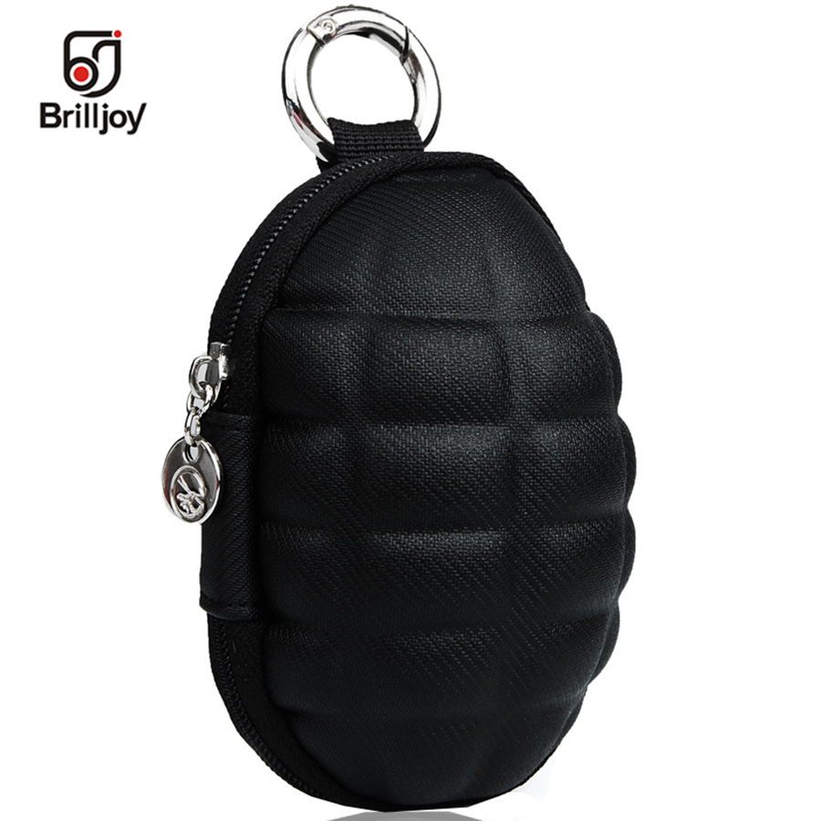 Brilljoy 2018 New Fashion Men Small Coin Bag Grenade shape Coin Purse Wallets Women PU Leather Bomb Key Holder Wallet BY12-42