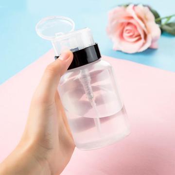 200ml Press Bottle Empty Plastic Clear Bottle Makeup Container Nail Polish Remover Alcohol Liquid Press Pumping Dispenser Bottle