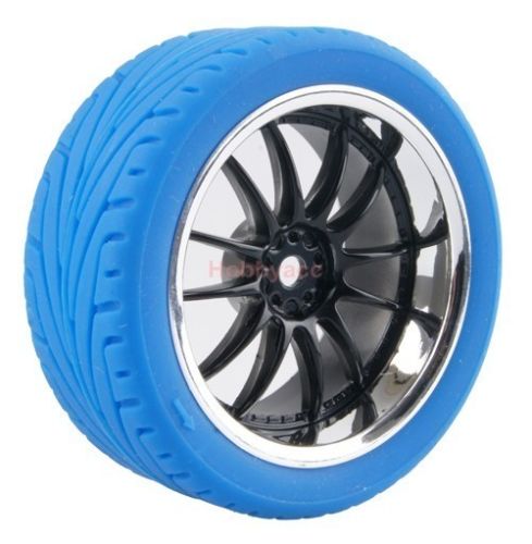 4pc 1/10 On-Road Car Tires 26*64MM plating Wheel Rim Rubber Tyre for HSP Tamiya HPI Kyosho Sakura 94122 94123 D3 D4 CS tt01 6012