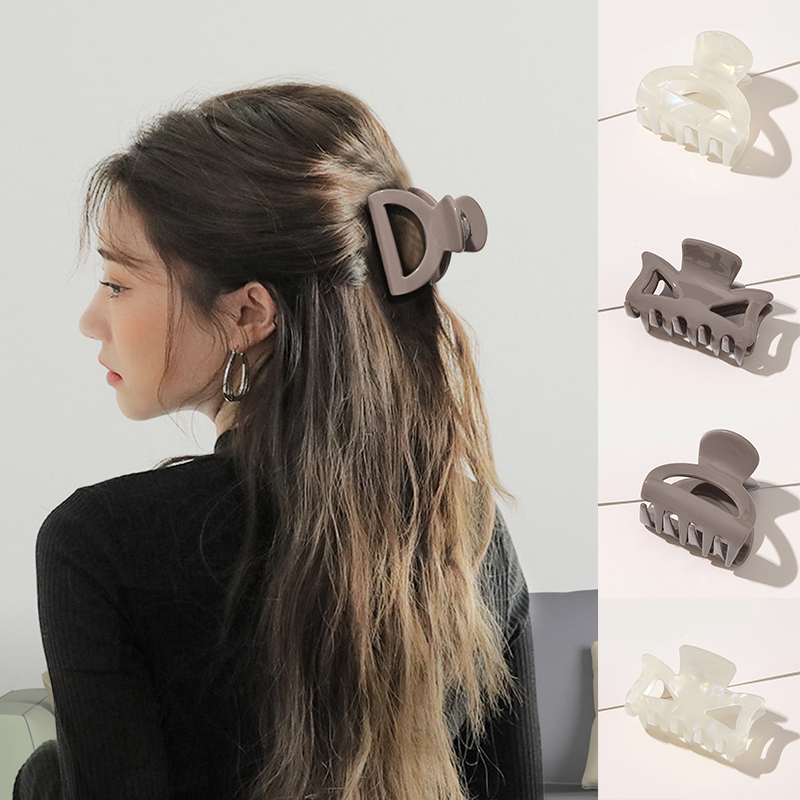 Vintage Geometric Hollow Hair Claws Acetate Acrylic Hair Clips Semicircle Bow Tie Women Hairpins Barrettes Crab Hair Accessories