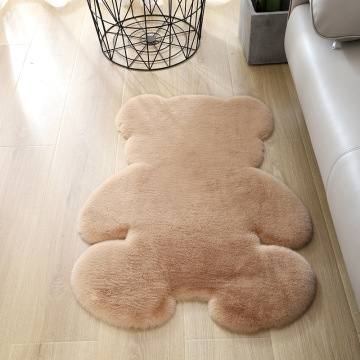 Faux Rabbit Fur Cartoon Bear Shape Carpet Non-Slip Area Rug for Bedroom Door Mat Suck Water Bath Mat Animals Print Carpet