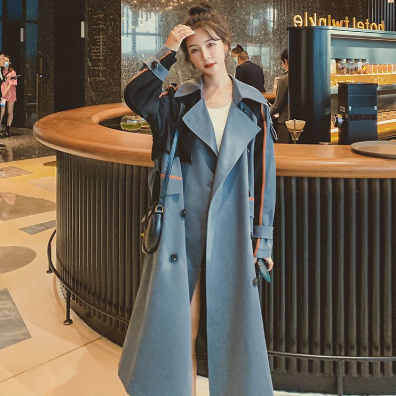 Brand New Spring Autumn Long Women Trench Coat Double Breasted Belted Storm Flaps Green Dress Loose Coat Lady Outerwear Fashion