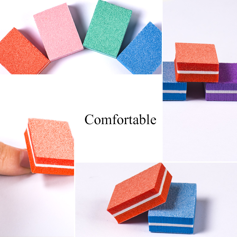 MEET ACROSS 50Pcs/set Mini Nail File Blocks Colorful Sponge Nail Polish Sanding Buffer Strips Nail Polishing Manicure Tools