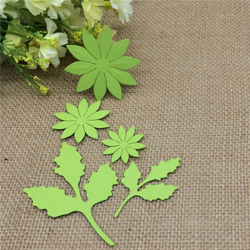 5pcs flower and leaf Metal Cutting Dies Stencil Scrapbooking Photo Album Card Paper Embossing Craft DIY