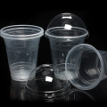 50Pcs 400ml 6g Plastic Cups Milk Tea Transparent Disposable Cups with a Hole Dome Lids for Restaurant Cafe Teashop