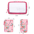 2020The new portable PVC cosmetic bag 3-piece set outdoor travel bag Cosmetic bag fashion transparent storagwaterproof wash bag