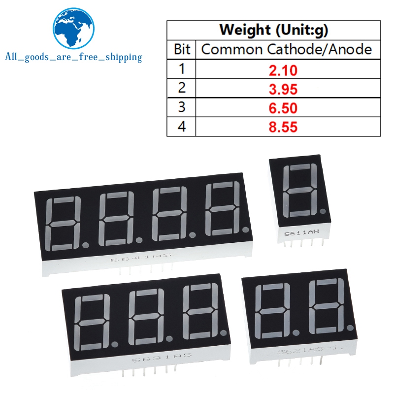 0.56 inch LED display 7 Segment 1 Bit/2 Bit/3 Bit/4 Bit Digit Tube Red Common Cathode / Anode Digital 0.56 inch led 7segment