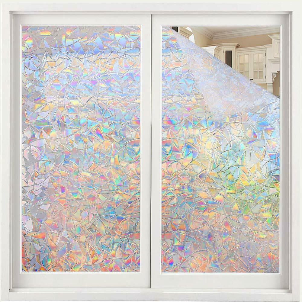 Window Film Rainbow Effect Privacy Static Glass Sticker Adhesive Heat Transfer Vinyl Film On Removable Windows Bathroom