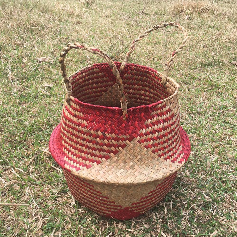Seagrass Storage Basket Flower Pot Natural Rattan Basket Plant Pot Toys Holder Laundry Basket Container Home Debris Storage