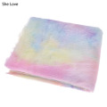 Chzimade 45x150cm Gradient Rainbow Color Winter Soft Plush Fabric DIY Artificial Fur Fabric For Home Textile Clothes Crafts