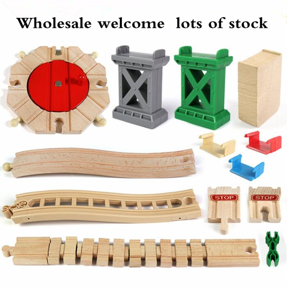 Wooden Track Parts Beech Wood Railway Train Track Accessories Fit for Thomas Biro Wooden Tracks Toys for Children Gifts