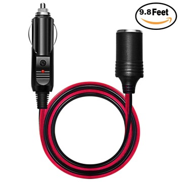 WHDZ Universal car styling 12V 24V 10A Car Accessory 3M Cigarette Lighter Socket Extension Cord Cable