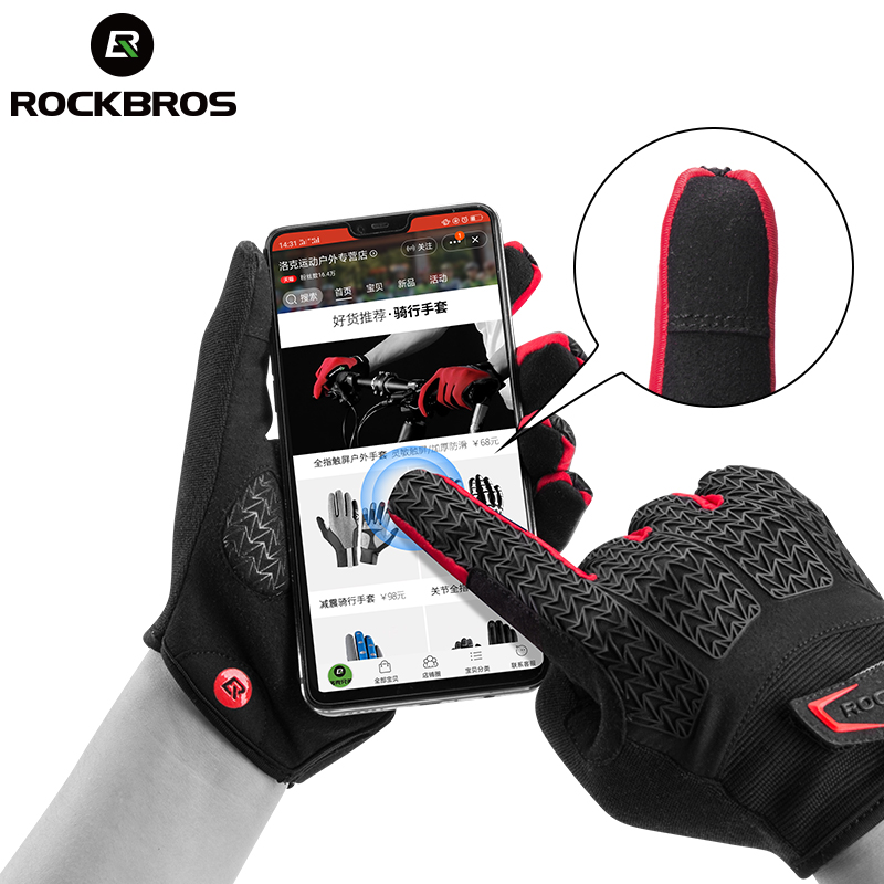 ROCKBROS Windproof Cycling Gloves Touch Screen Riding MTB Bike Bicycle Gloves Thermal Warm Motorcycle Winter Autumn Bike Gloves