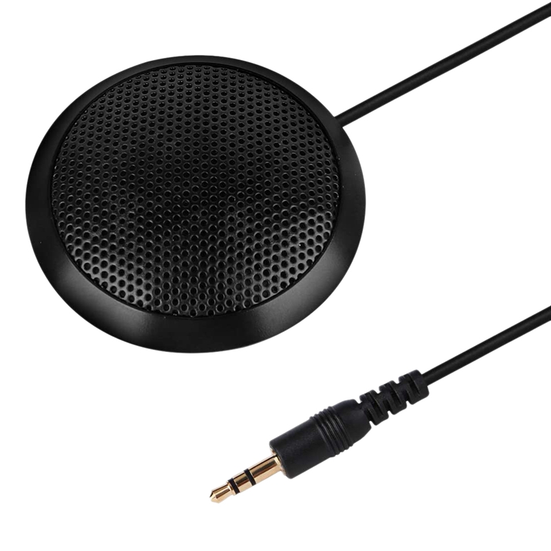 Conference Microphone 3.5mm Omnidirectional Condenser Stereo Mic Surface Mounted for Teleconferencing Laptop Computer Desktop