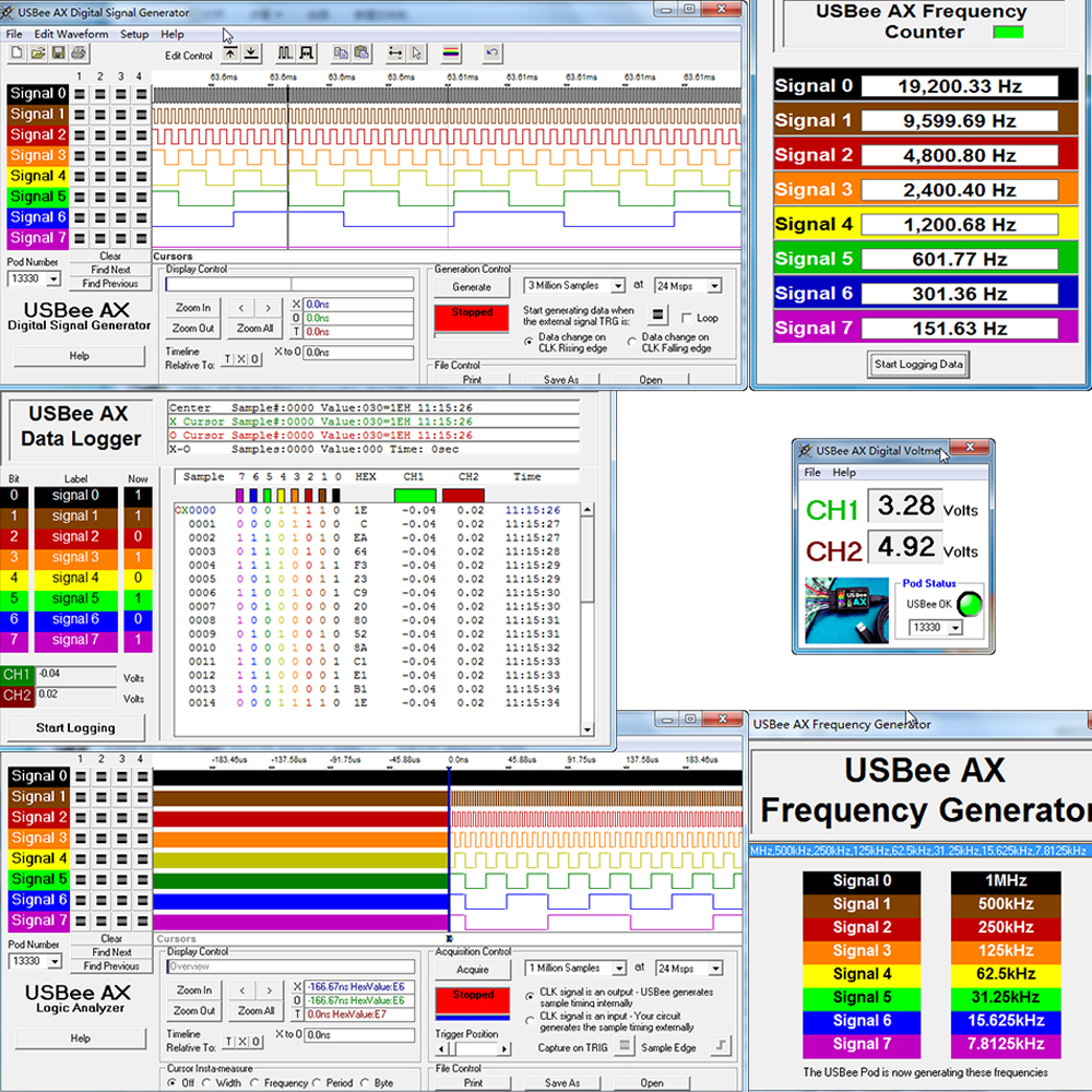 LHT00SU1 Virtual Oscilloscope Logic Analyzer Multifunctional Full-featured Signal Generator with 16MHz Max Sampling Rate
