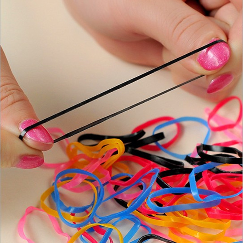 1000Pcs Disposable Elastic Rubber Band Mini Hair Bands Stationery Office School Rubber Bands for Girlsl Kids 2cm