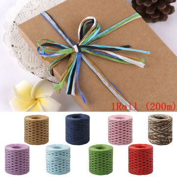 200M/Roll DIY Paper Ribbon Cord Rope For Palm Packaging Paper Rope Gift Box Packing Wedding Party Decoration Wrapping String