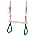 Children Wooden Trapeze Swing with Rings for Indoor Outdoor Fun Play Toy