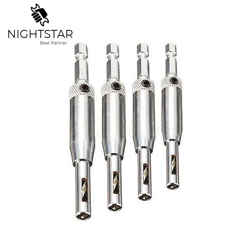 4 pcs HSS Self Centering Hinge Drill Bits Set Door Cabinet Woodworking Punch t 5/64 7/64 9/64 11/64