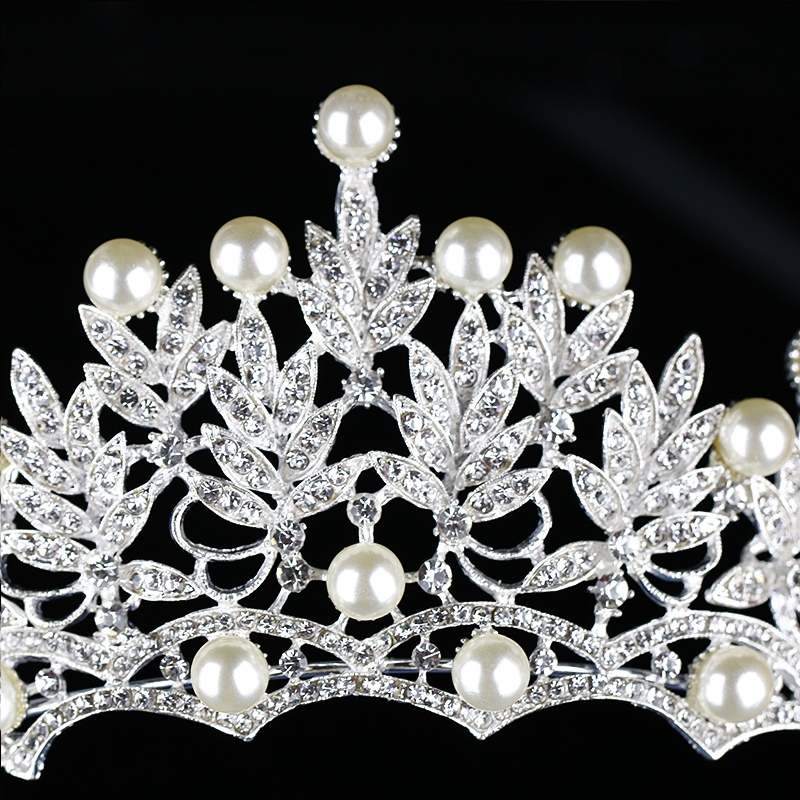 New Wedding Crown Silver color Crystal Pearl Headwear Queen Wedding Crown Bridal Headwear Headband Party Wedding Hair ornaments
