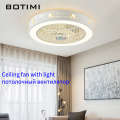 BOTIMI Modern LED Ceiling Fans With Lights For Living Room 220V Cooling Ventilador Round Ceiling Fan Lamp With Remote Control