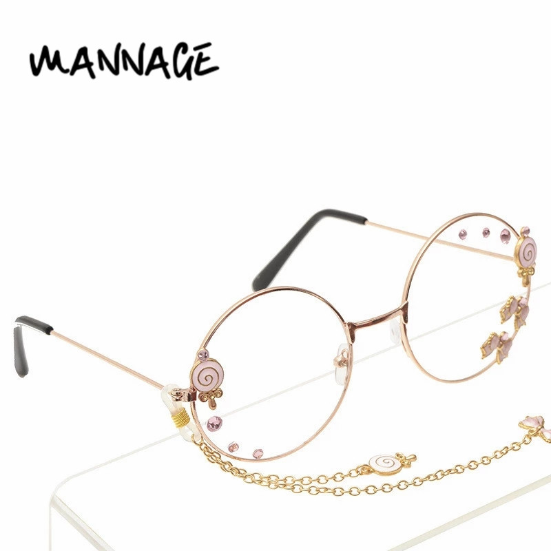 Cute Bowknot Lollipop Pendant Optical Glasses Handmade Round Girls Decorative Eyeglasses Clear Lens Glass Frame