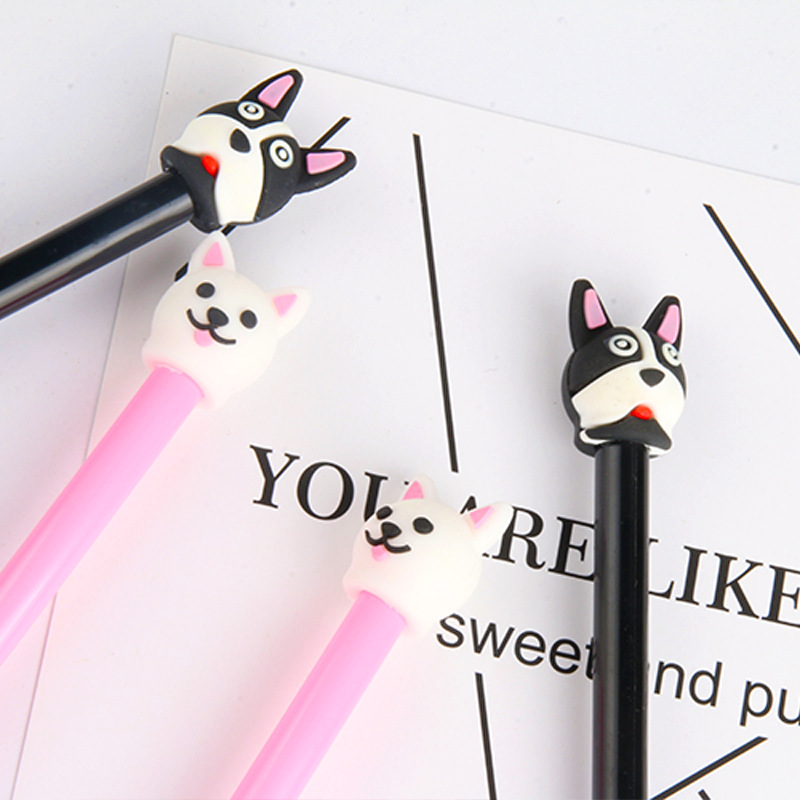 2 Pcs/lot Cute Dog Animal Signature Gel Pen Black Ink 0.5mm for Escolar Papelaria School Office Supply Promotional Gift