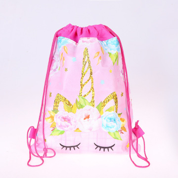 Unicorn Cartoon Drawstring Bag Waterproof Drawstring Bag Backpack Child birthday Party Storage Bag Christmas Gift Bag