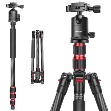 Neewer 79 Inches Carbon Fiber Camera Tripod Monopod with 2 Center Axis, 360 Degree Ball Head, 1/4 inch Quick Shoe Plate and Bag