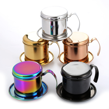 Realand Top Stainless Steel Vietnam Coffee Pour Over Dripper Maker Filter Single Cup Brewer Press Percolator Home Outdoor Use