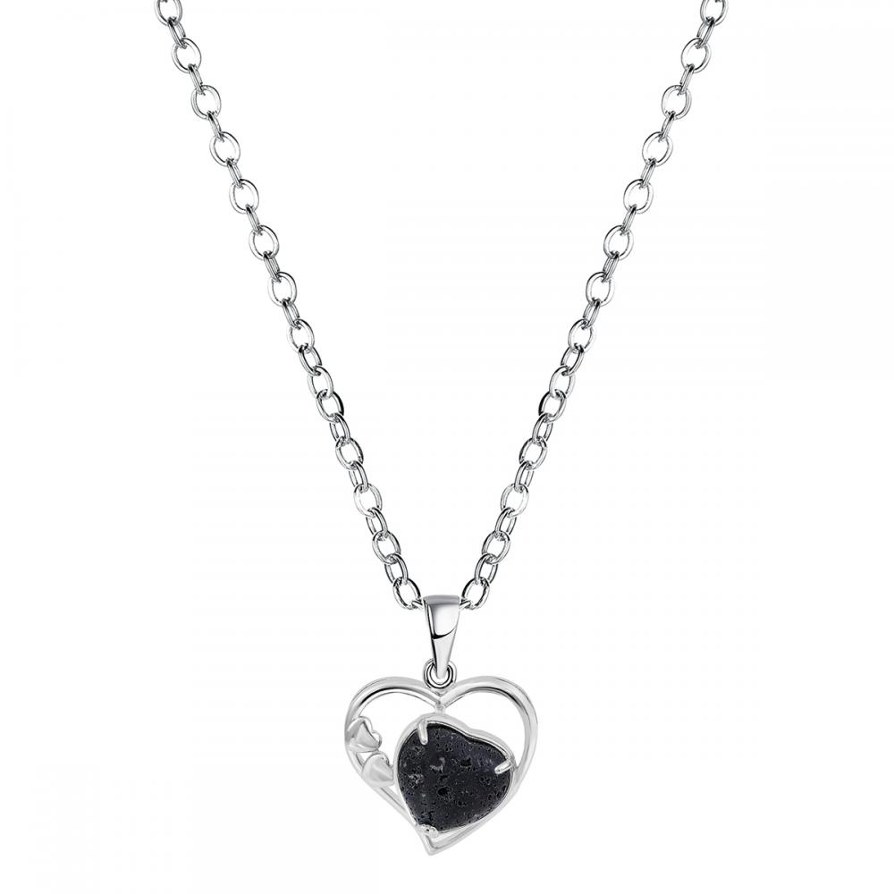 Lava Rock Love Heart Birthstone Pendant Gemstone Necklaces for Women