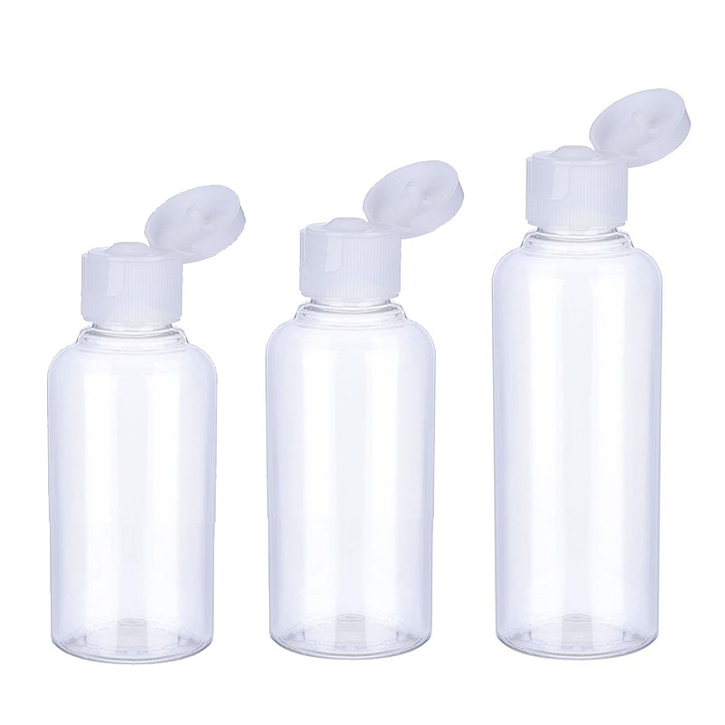 100Pcs 10/30/50/60/100ml Plastic Empty Bottle Travel Lotion Liquid Bottles Dispenser Sample Flip Cap Bottles