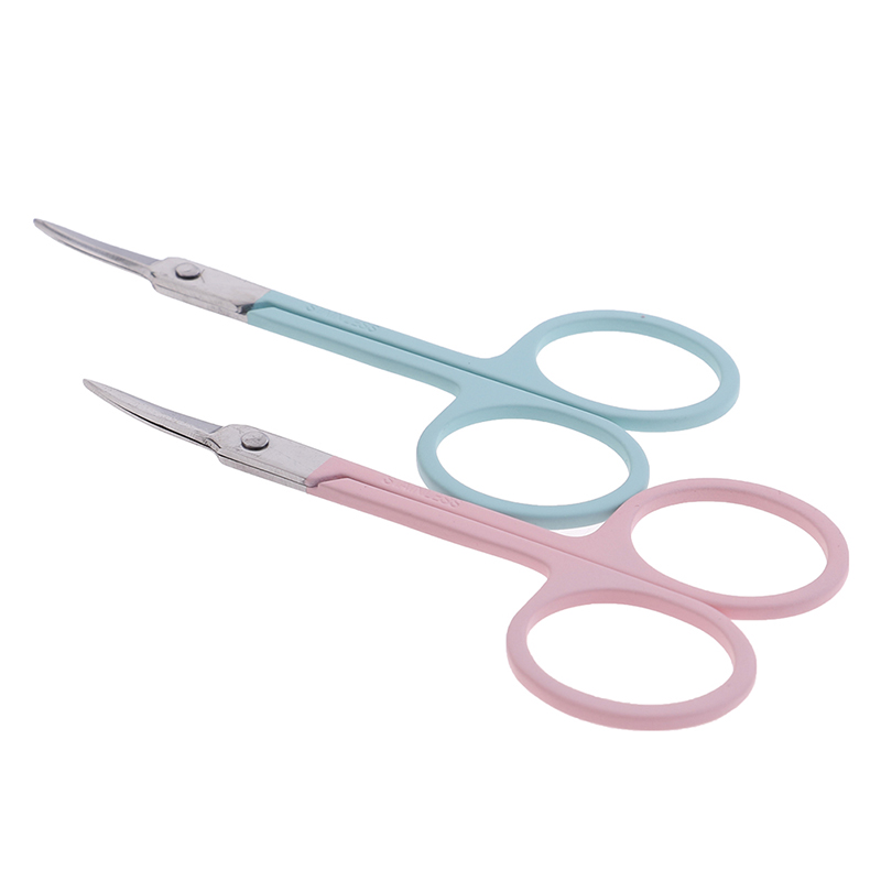 1PC Random Color Stainless Steel Eyebrow Eyelashes Nose Hair Trim Scissor Sharp Ponit Curve Tip Eyebrow Scissor Makeup Scissor