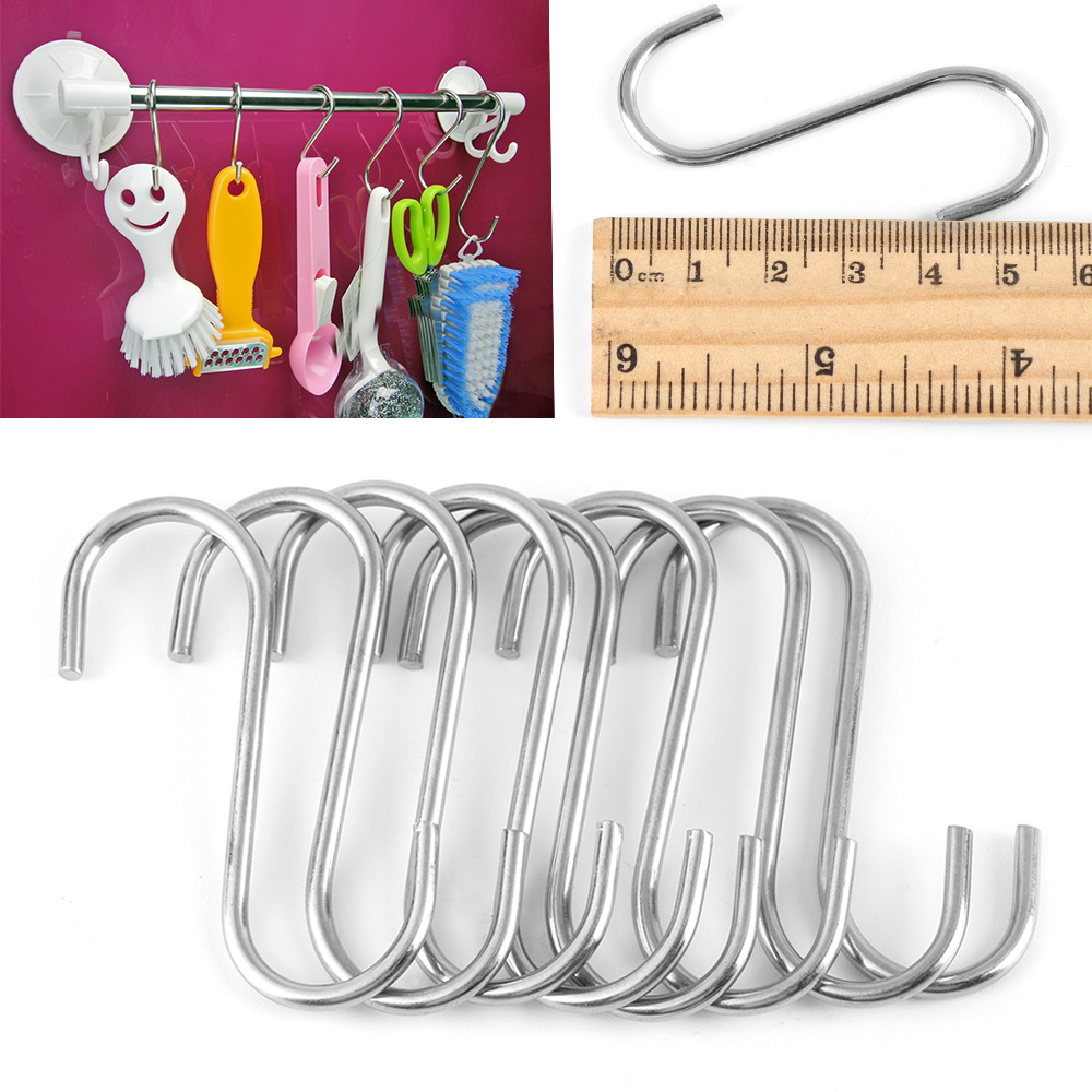 5PCS S Shaped Stainless Steel Clasps Hook Kitchen Household Hanger Storage Holders Rails S Shaped Organizer Home Accessories