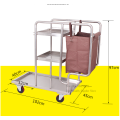 3 Shelf Stainless Steel Janitor Cart With Cloth Bag Housekeeping Cart Hotel Mute Wheel Commercial Hotel Cleaning Cart