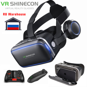 Shinecon 6.0 3D Casque VR Virtual Reality Glasses With Gamepad 3 D VR Goggles Headset Helmet Box For iPhone Android Controller