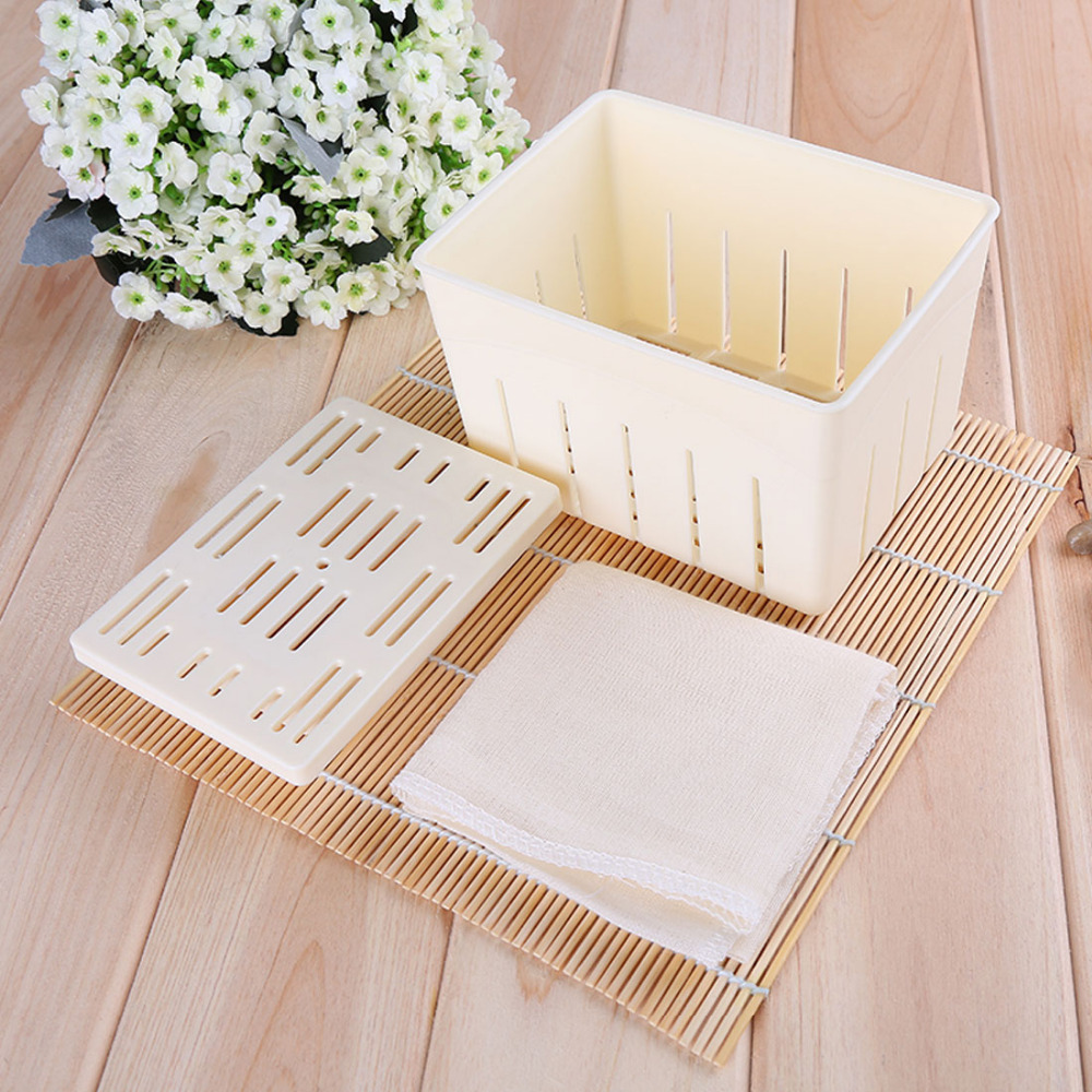 DIY Tofu Mold Plastic Tofu Press Mould Homemade Soybean Curd Tofu Making Mold With Cheese Cloth Kitchen Cooking Tool Set