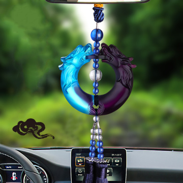 Car Pendant Double Dragon Tassel Hanging Ornament Charm Automobiles Rearview Mirror Decoration Suspension Trim Accessories Gift