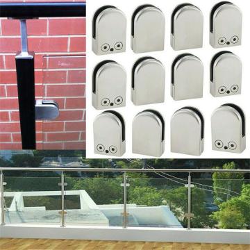 12pcs Stainless Steel Glass Clamp Holder For Window Balustrade Handrail Window Balustrade Staircase L/M/S Size