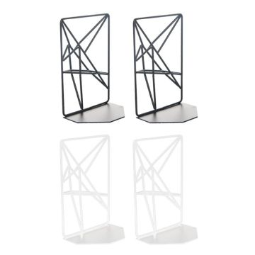 1 Pair Metal Iron Bookends Reading Book Support Desktop Office Document Magazine Organizer Stand Shelf