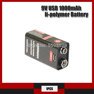1pcs 9V 1000mAh lithium ion battery 6F22 USB rechargeable battery detector toy rechargeable battery