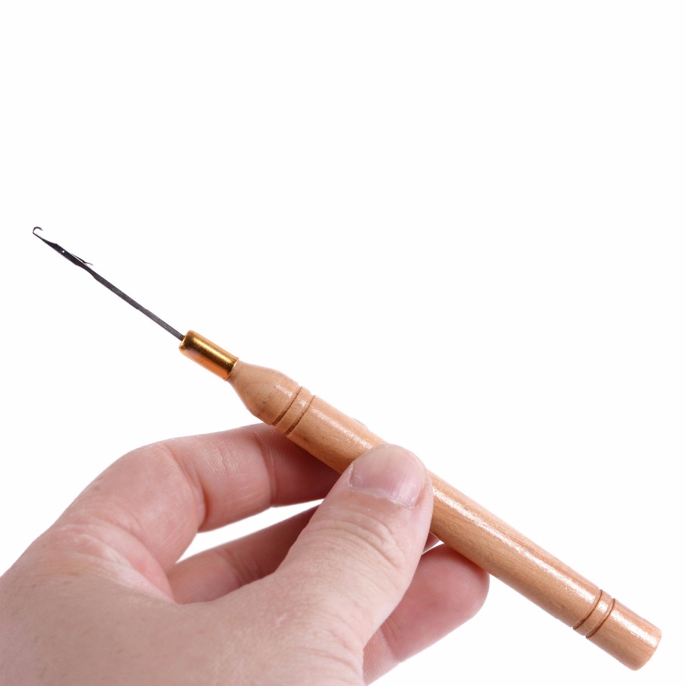 (12 Pcss/lot ) Plastic Handle Hook Needle / Micro Rings Needle /Hair Tools for Micro Rings Hair Extensions