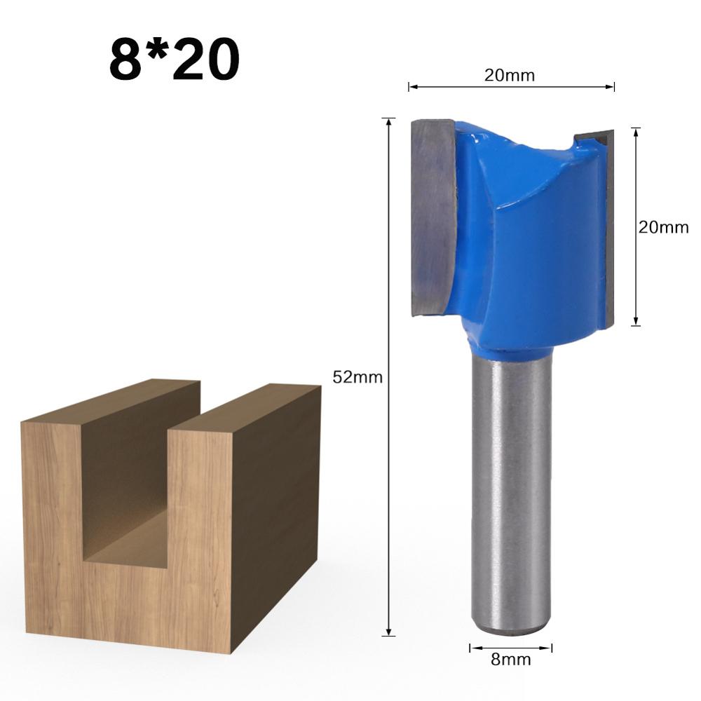 8mm Shank Straight Woodworking Router Bit Set Wood Cutter 6/8/10/12/14/18/20mm Cutting Diameter Milling Cutter Tool