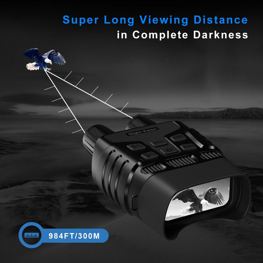 Night Vision Binoculars 300 Yards Digital IR Telescope Zoom Optics with 2.3' Screen Photos Video Recording Hunting Telescope